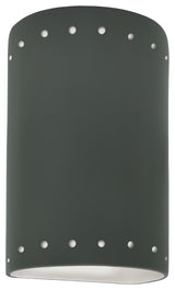 Ambiance Small Cylinder With Perfs Wall Sconce, Open, Pewter Green, E26