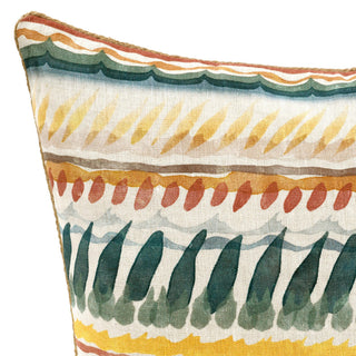 Cetara 22" Belgian Linen Fabric Multi-Color Throw Pillow