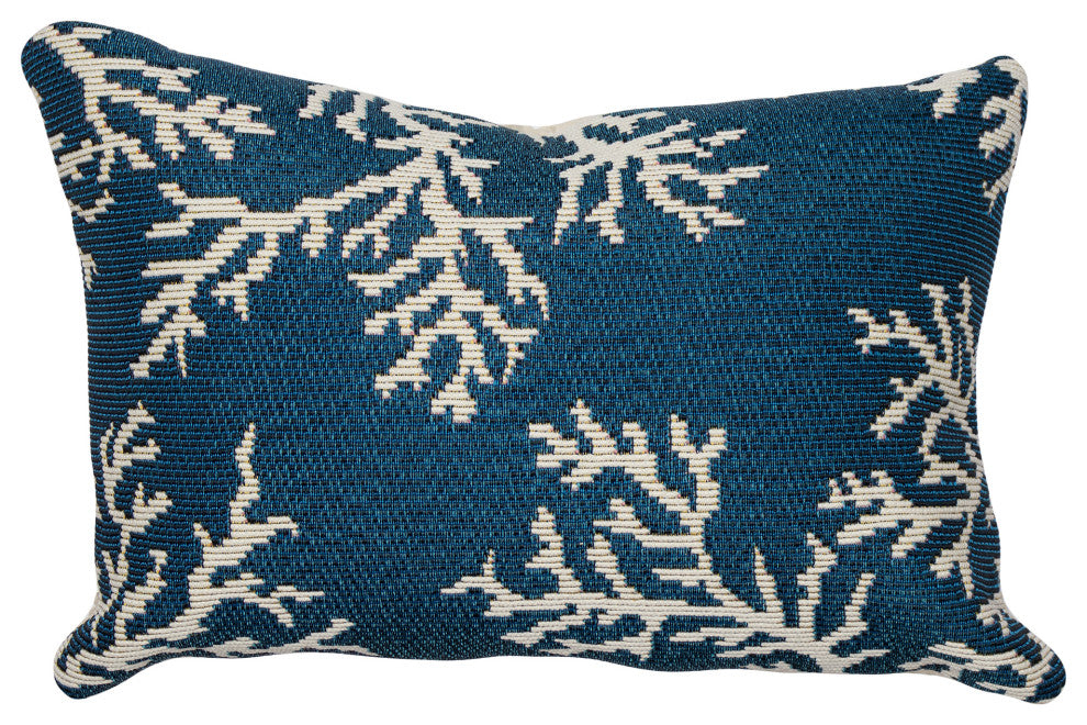 Marina Coral Edge Indoor/Outdoor Pillow Navy 12"x18"