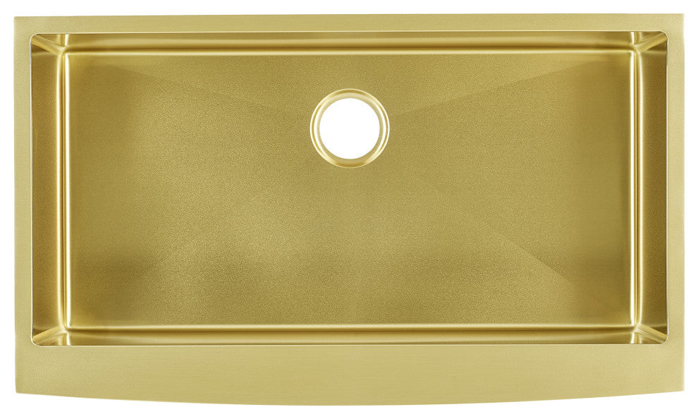 Rivage 36"x21" Stainless Steel Single Basin Farmhouse Apron Sink, Gold