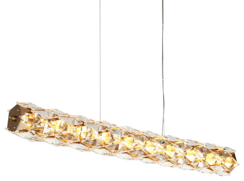 LNC Viniculture 1-Light 36" Modern Crystal Linear LED Island Light, Brass