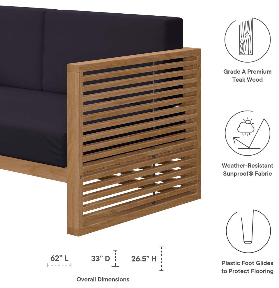 Carlsbad Teak Wood Outdoor Patio Loveseat