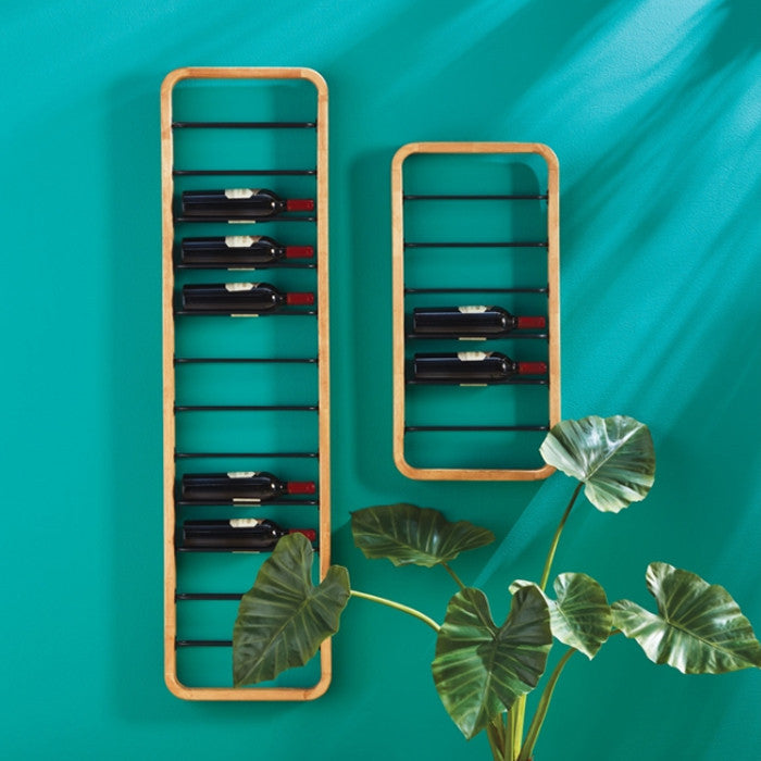 Modern Minimalist Wall Mounted 6 Bottle Wine Rack Floating Shelf Contemporary