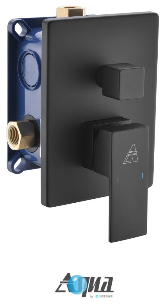 Aqua Piazza Matte Black Shower Set With 12" Rain Shower, Handheld and Tub Filler