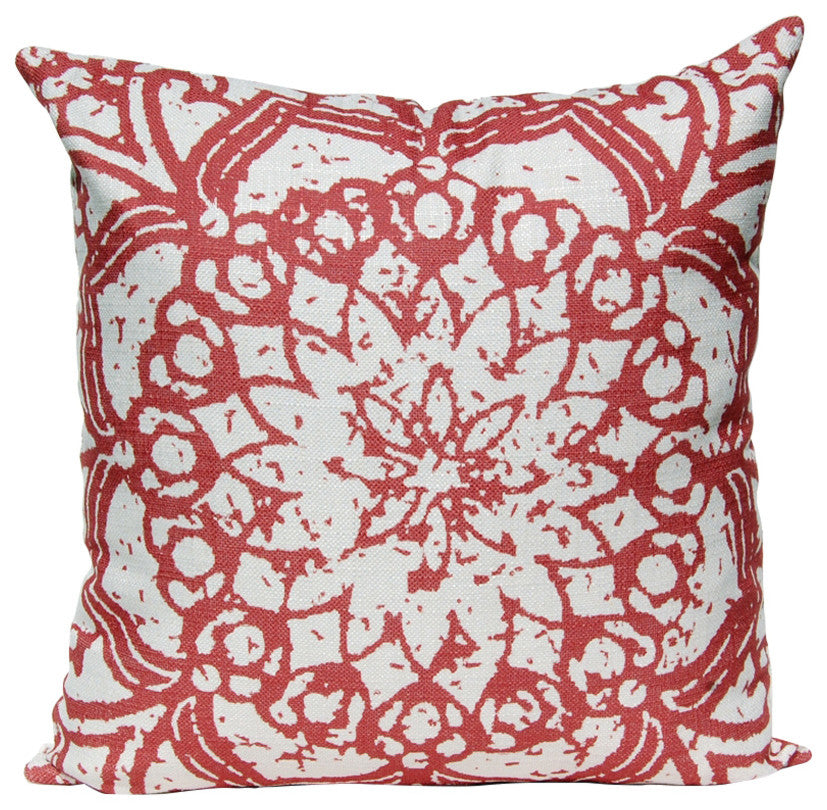 Stamped Flower Pillow, Watermelon