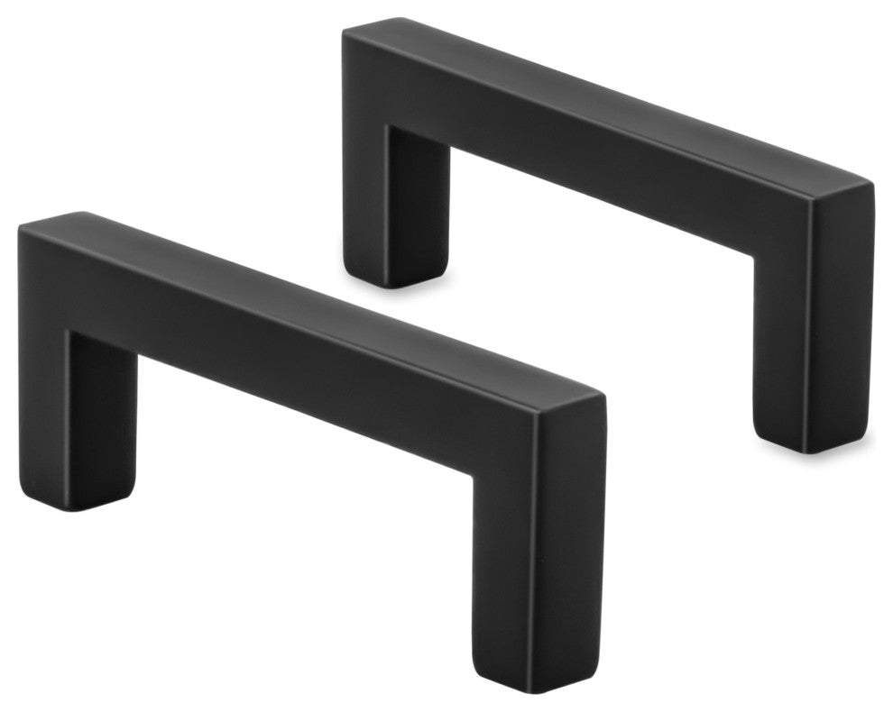 Mascot Hardware 3'' CTC Matte Black Square Cabinet Pulls - Pack of 10