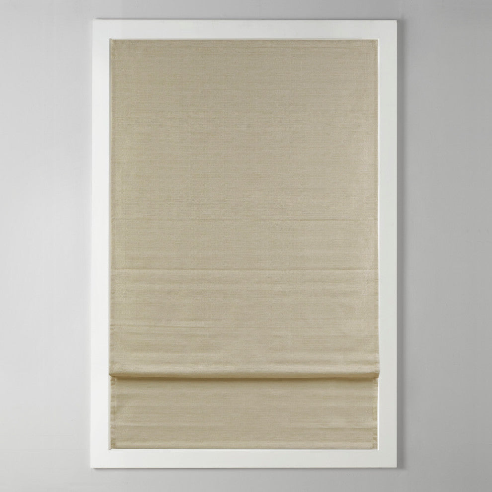 Madison Park Como Faux Silk Cordless Roman Shade, Taupe, 33 X 64"