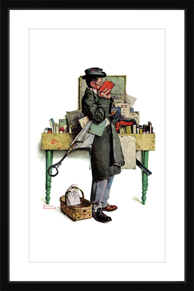 "Bookworm" Framed Art Print by Norman Rockwell