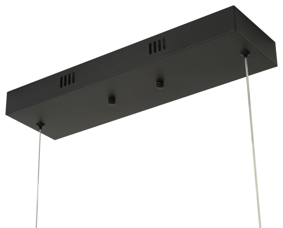 Modern Linear Wave Shape LED Pendant Lighting for Kitchen Island, Black