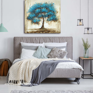 "Blue Tree" Hand Painted Oil Canvas Artwork; Modern Art; Fine Art