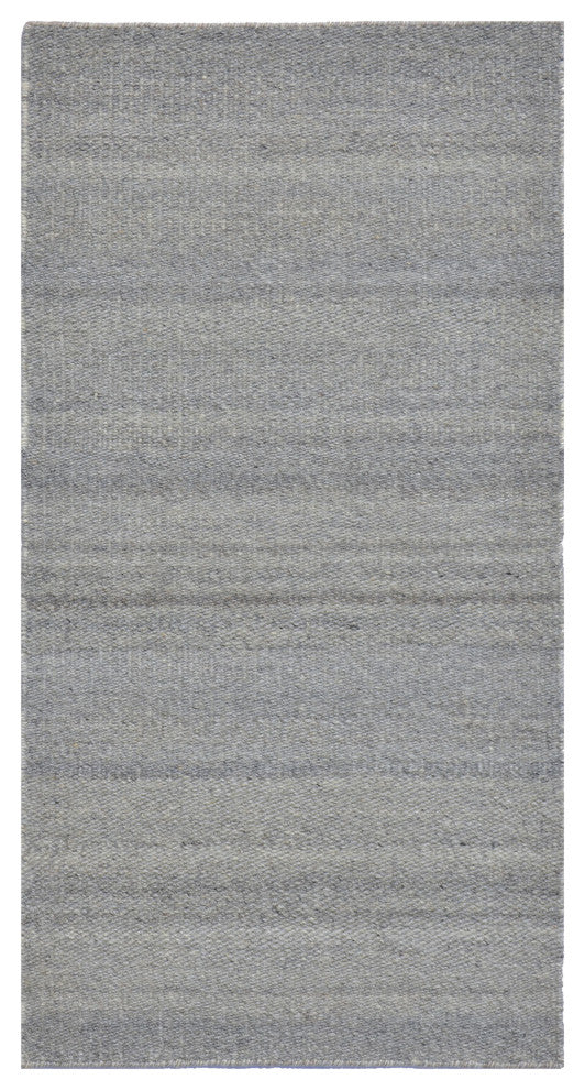 EORC Gray Hand Woven Wool And Viscose Reversible Flat Weave Durry Rug 4'x6'