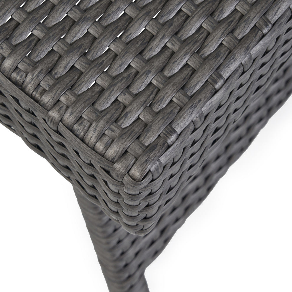 GDF Studio 3-Piece Hawthorne Wicker Chaise Lounge Set, Gray