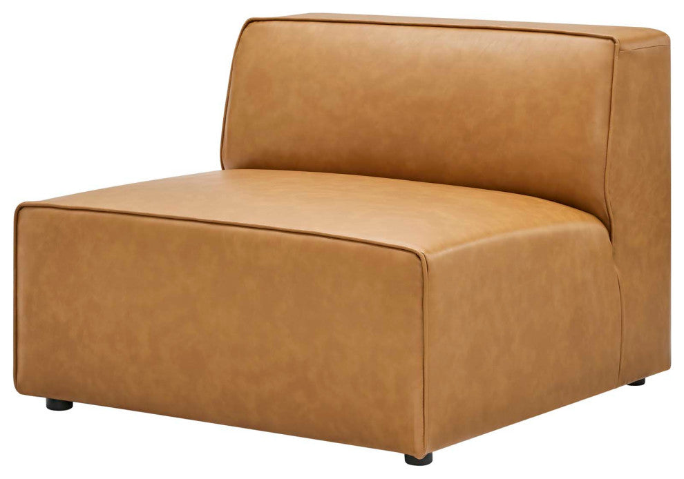 Sectional Sofa Set, Faux Vegan Leather, Tan, Modern, Living Lounge Hospitality
