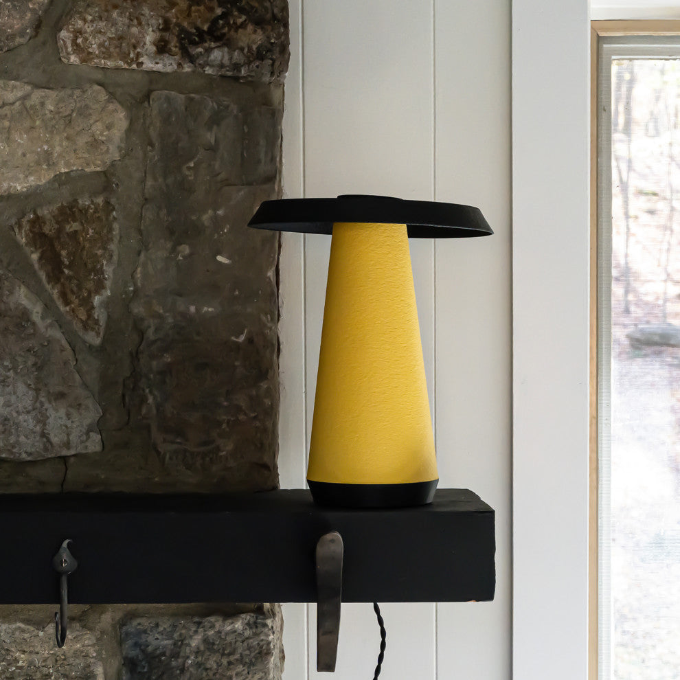 Mid-Century Minimalist Plant-Based PLA 3D Printed Dimmable LED Table Lamp Yellow