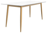 Zayle Dining Table with Rectangular Tabletop in Steel, White, 71" Wide