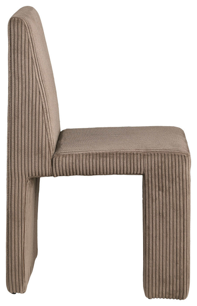 Benson Upholstered Dining Chair, Brown, Microsuede Corduroy