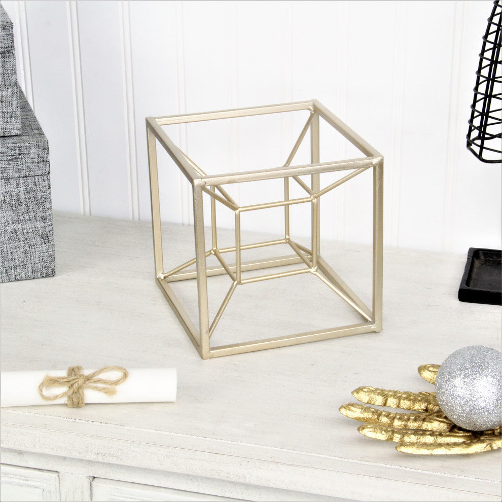 Metal Tesseract Shaped Table Decor