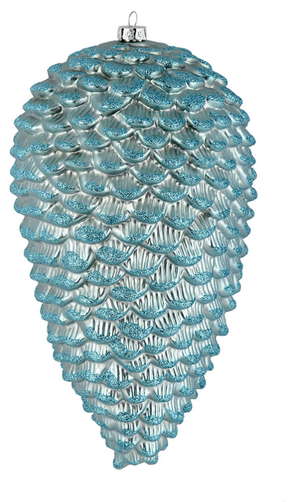 Vickerman N187332D 10" Baby Blue Matte Glitter Pinecone Christmas Ornament