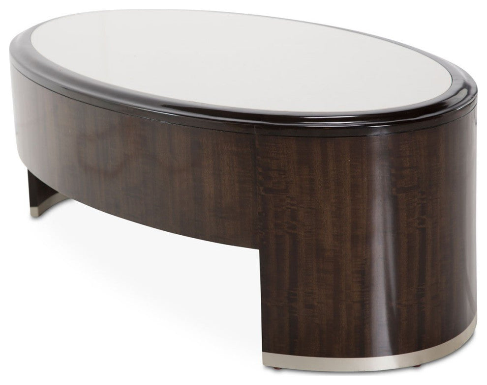 Aico Amini Paris Chic Oval Cocktail Table in Espresso