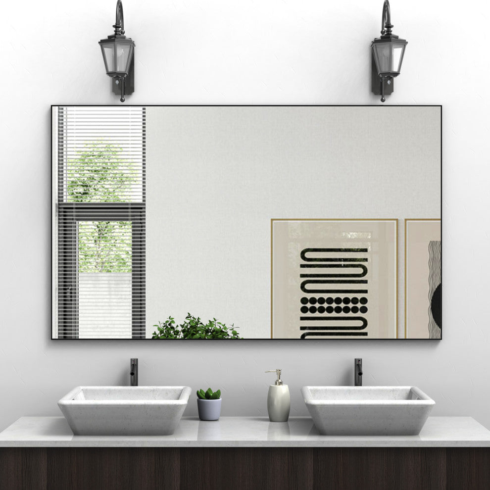60" x 36" Rectangular Framed Wall Mount Bathroom Vanity Mirror