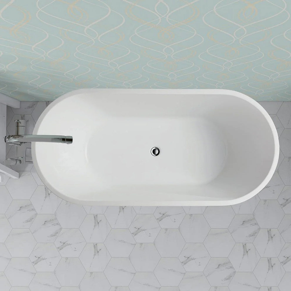 Vanity Art Freestanding Acrylic Bathtub, White, 63"x30"