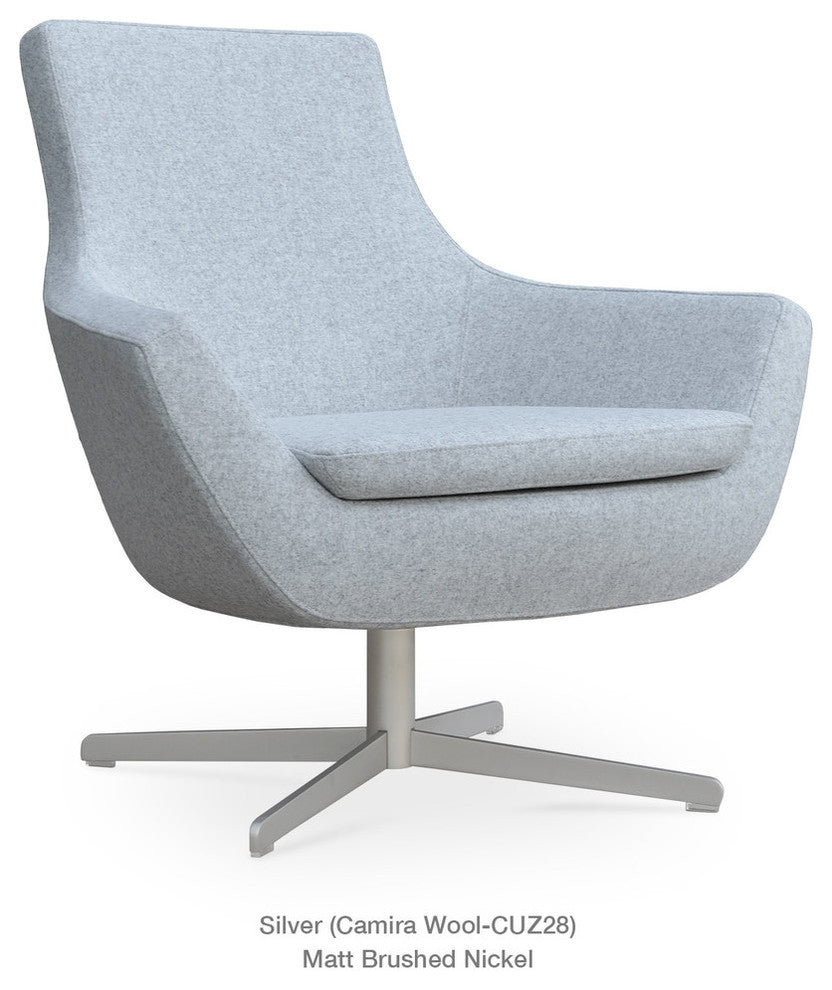 Rebecca 4 Star Chair, Matte Brushed Nickel Base, Silver Camira Wool
