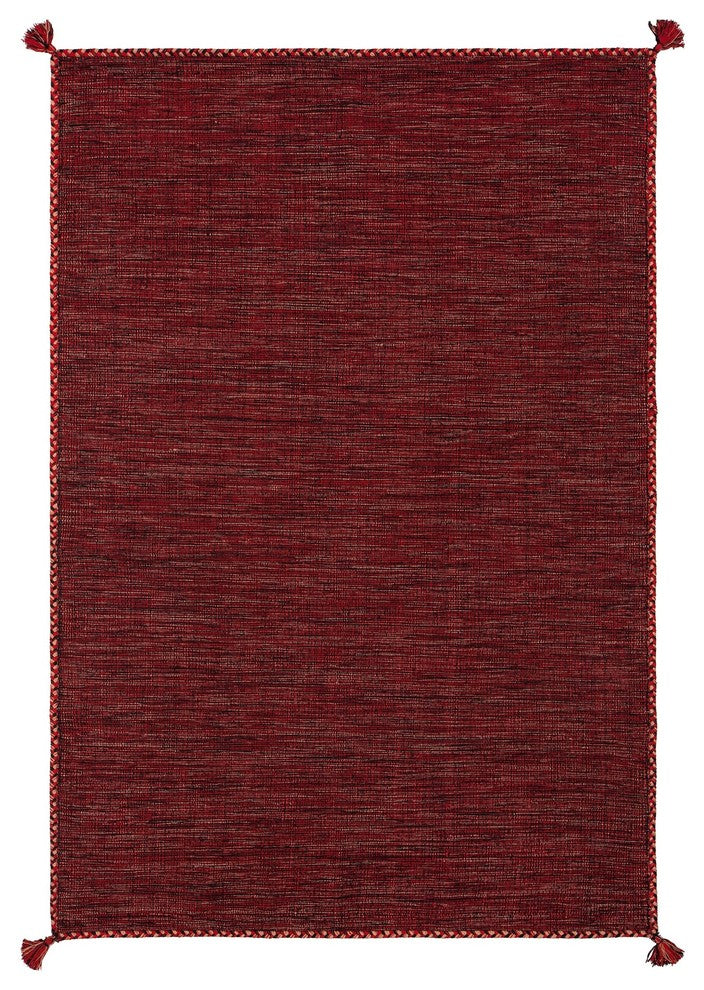 Sybil Handwoven Reversible Cotton Rug, Orange, Rectangular 9'x13'