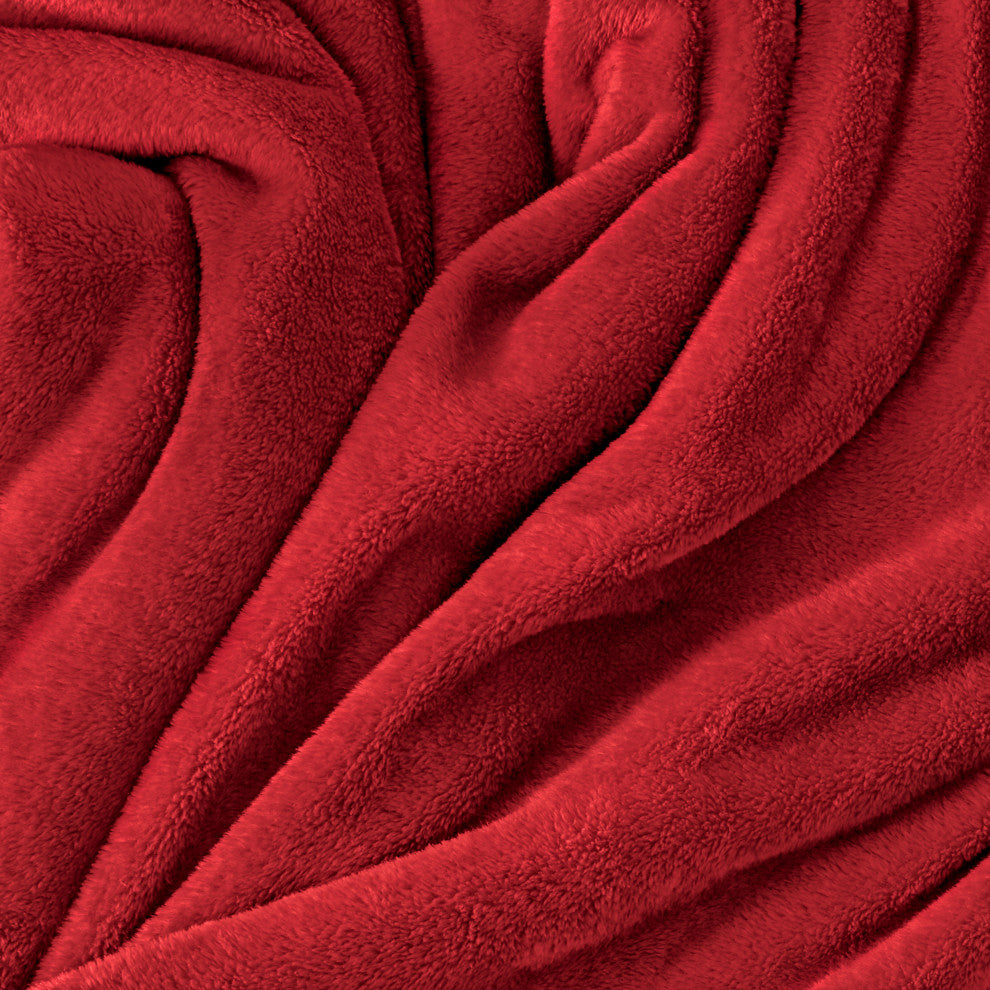 Bare Home Microplush Fleece Blanket, Red, Throw/Travel
