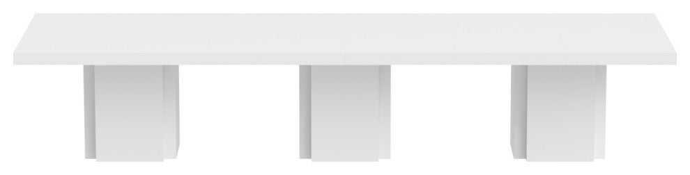 Contemporary Thick Wood Extra Large Dining Table, High Gloss White