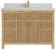 Sonoma 48 Single Sink Bath Vanity in Light Natural Teak with 2" Carrara Quartz