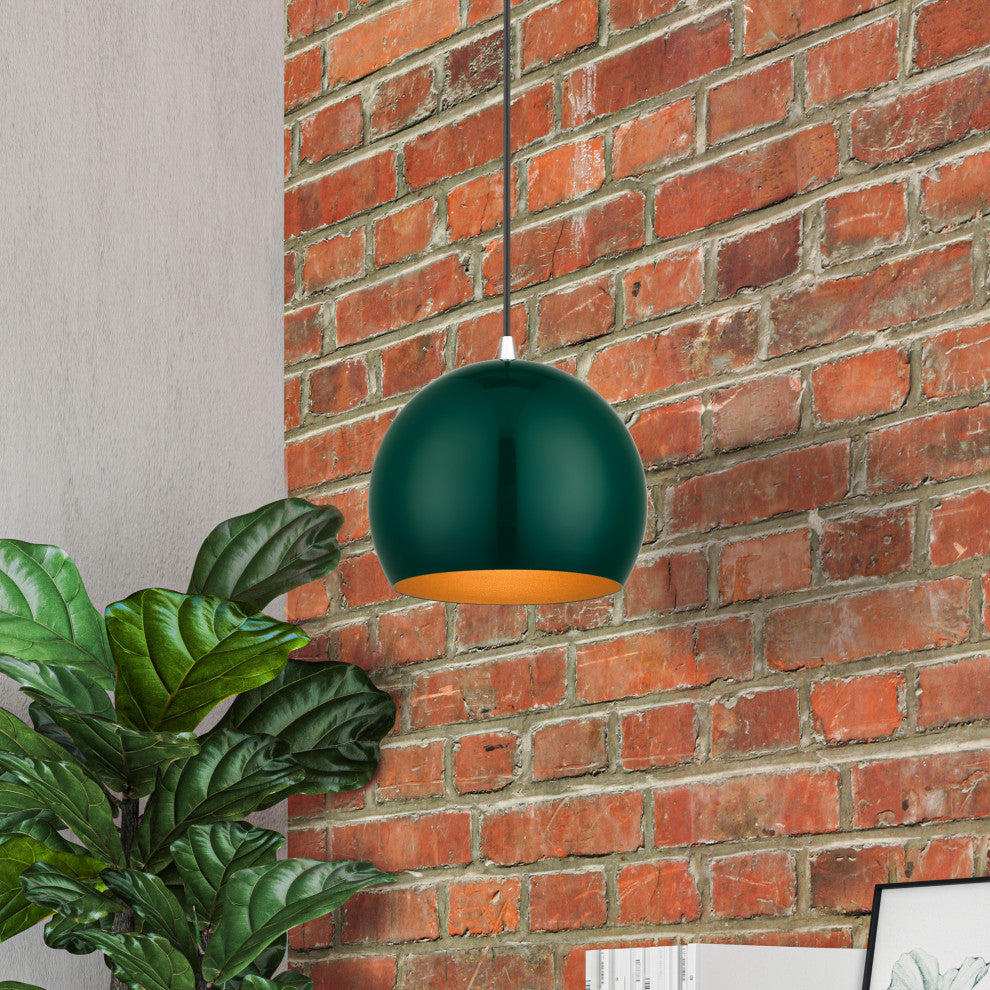 Piedmont 1-Light Shiny Hunter Green Globe Pendant