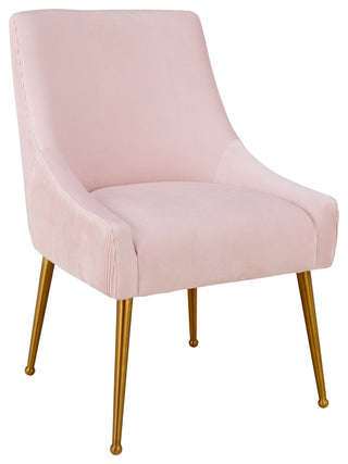 Beatrix Pleated Blush Velvet Side Chair - Blush