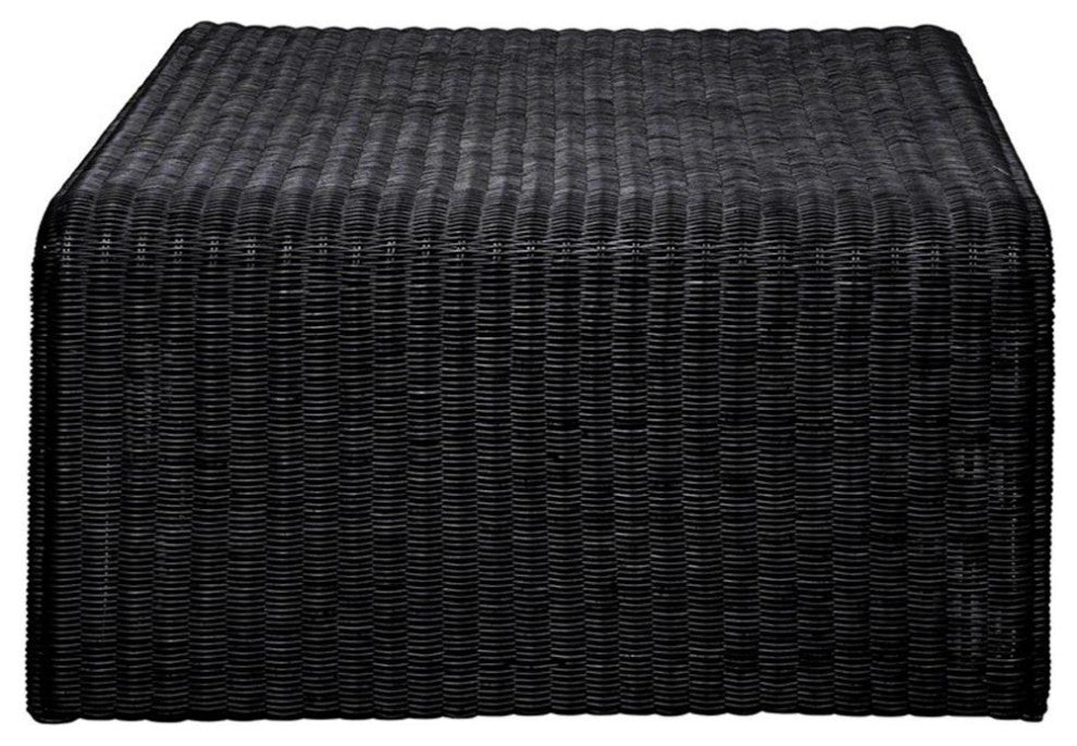Coaster Coastal Woven Rattan Square U-Shaped Coffee Table in Black