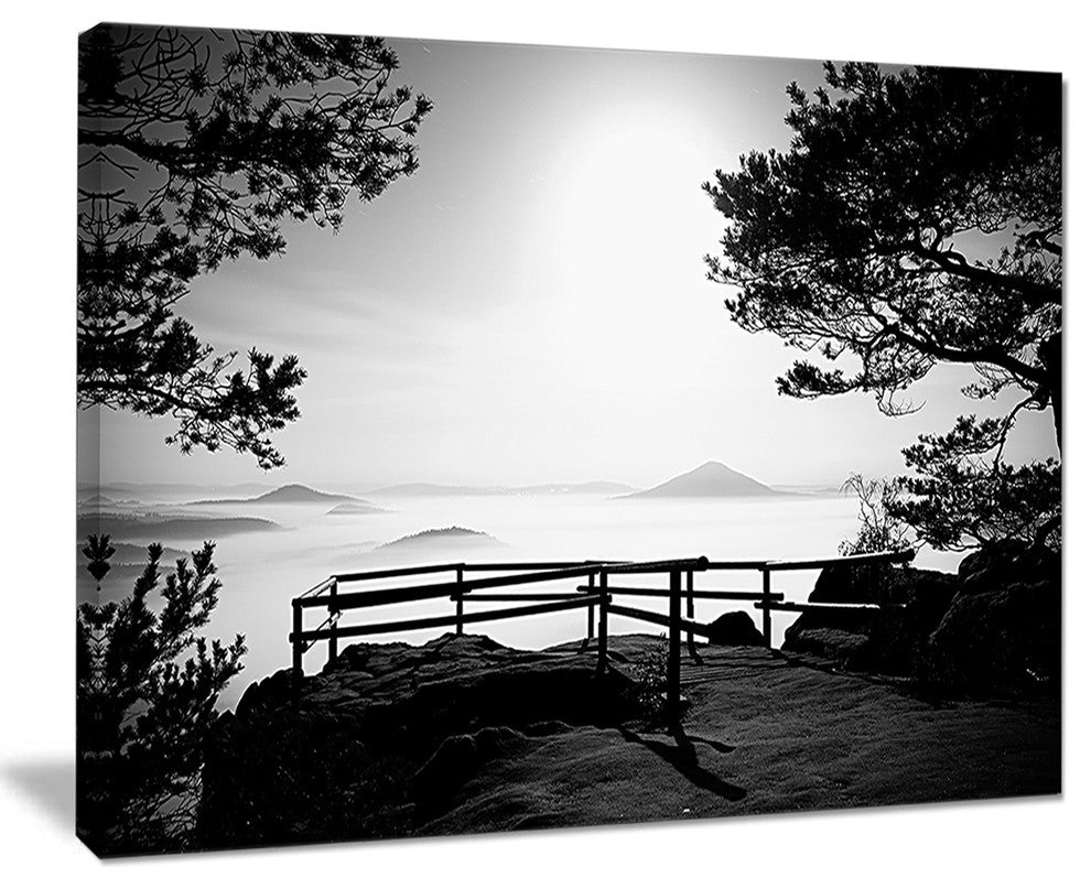 "Full Moon Autumn Midnight in Black" Landscape Canvas Photo Print, 20"x12"