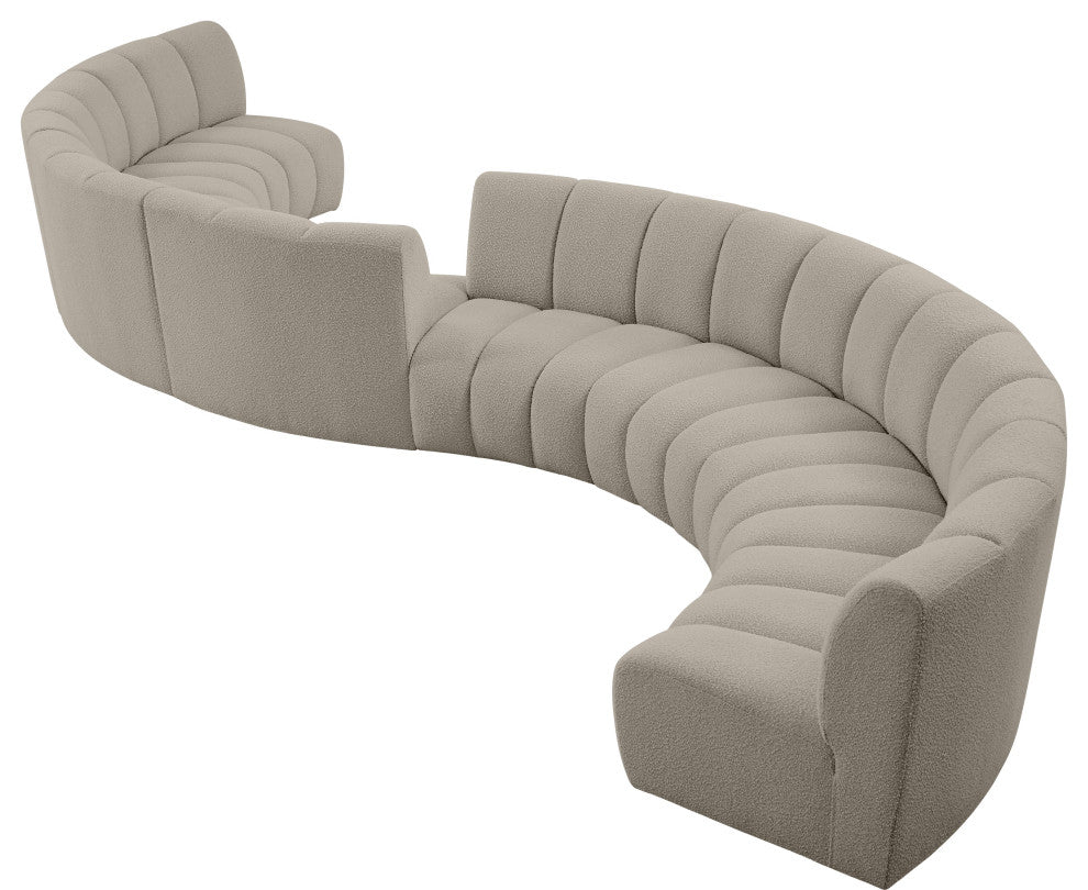 Infinity Boucle Fabric Upholstered 8-Piece S-Shaped Modular Sectional, Brown