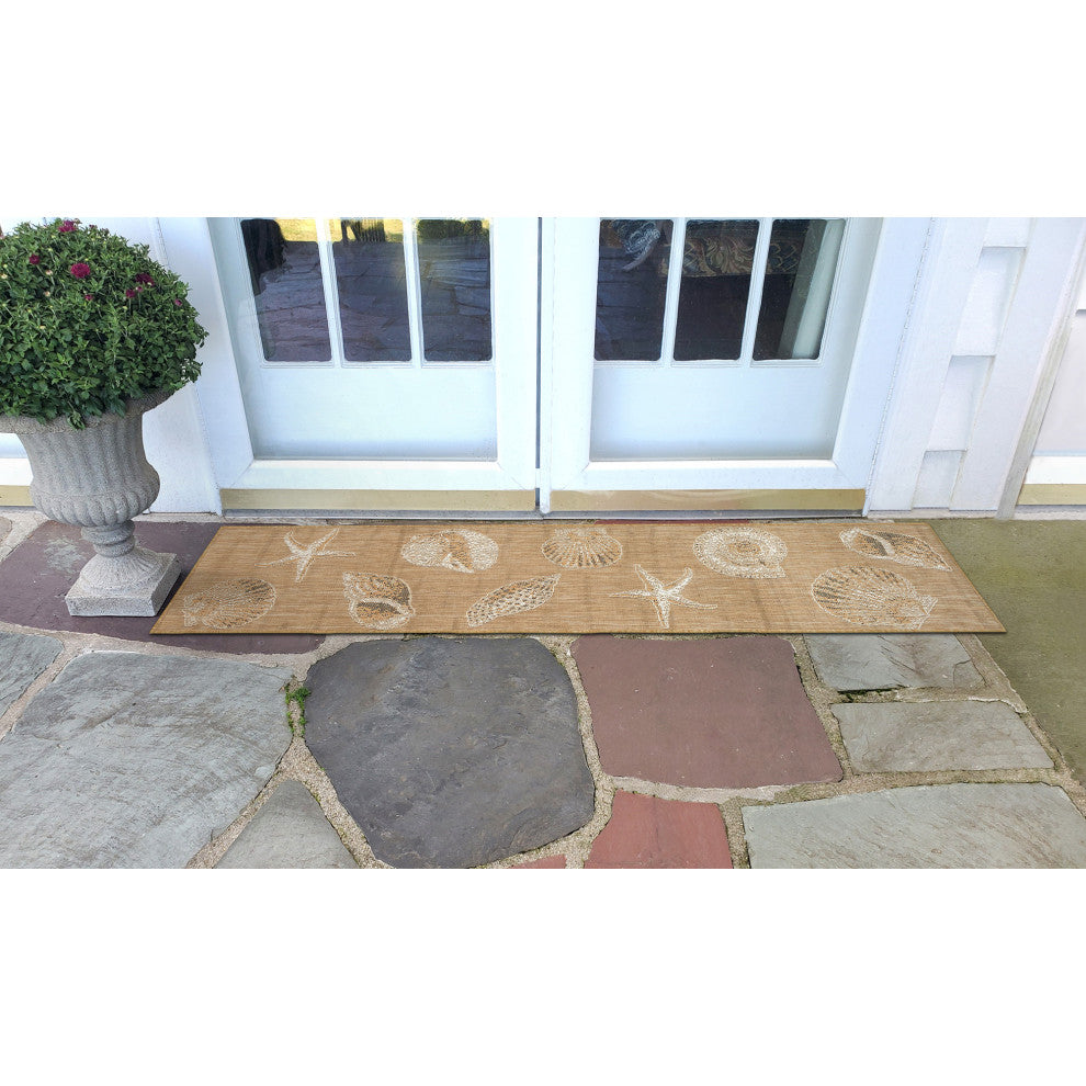 Carmel Shells Indoor/Outdoor Rug, Sand, 1'11"x7'6" Runner