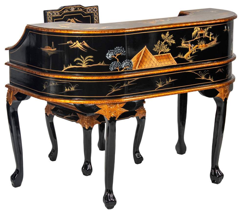 Black Lacquer Desk With Chair Landscape