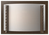 Forged Vertical Bars Sconce, Bronze Finish, White Art Glass