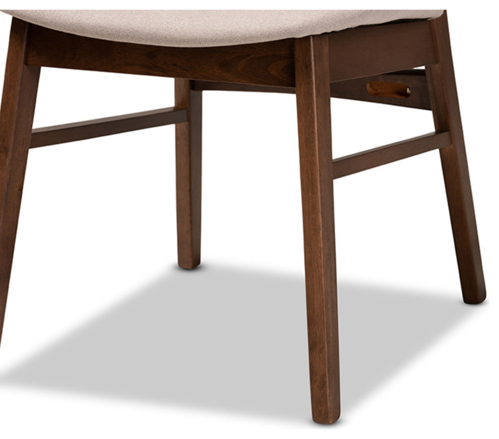 Alston Modern Beige Fabric and Walnut Brown Finished Wood 2-Piece Chair Set