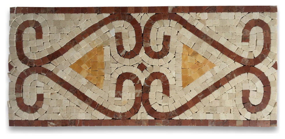 Marble Mosaic Border Listello Tile Everlasting Rojo 7.1x15.7 Polished, 1 piece