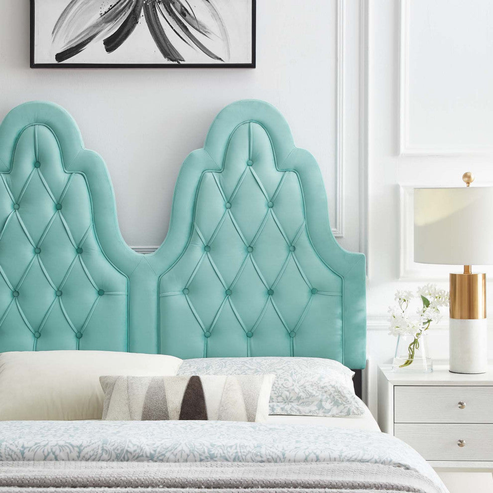 Augustine Tufted Performance Velvet Full/Queen Headboard Mint
