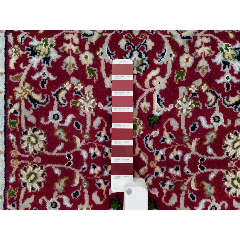 Red, Hand Knotted, Nain Design, 250 KPSI Organic Wool Runner Rug, 2'9"x8'2"