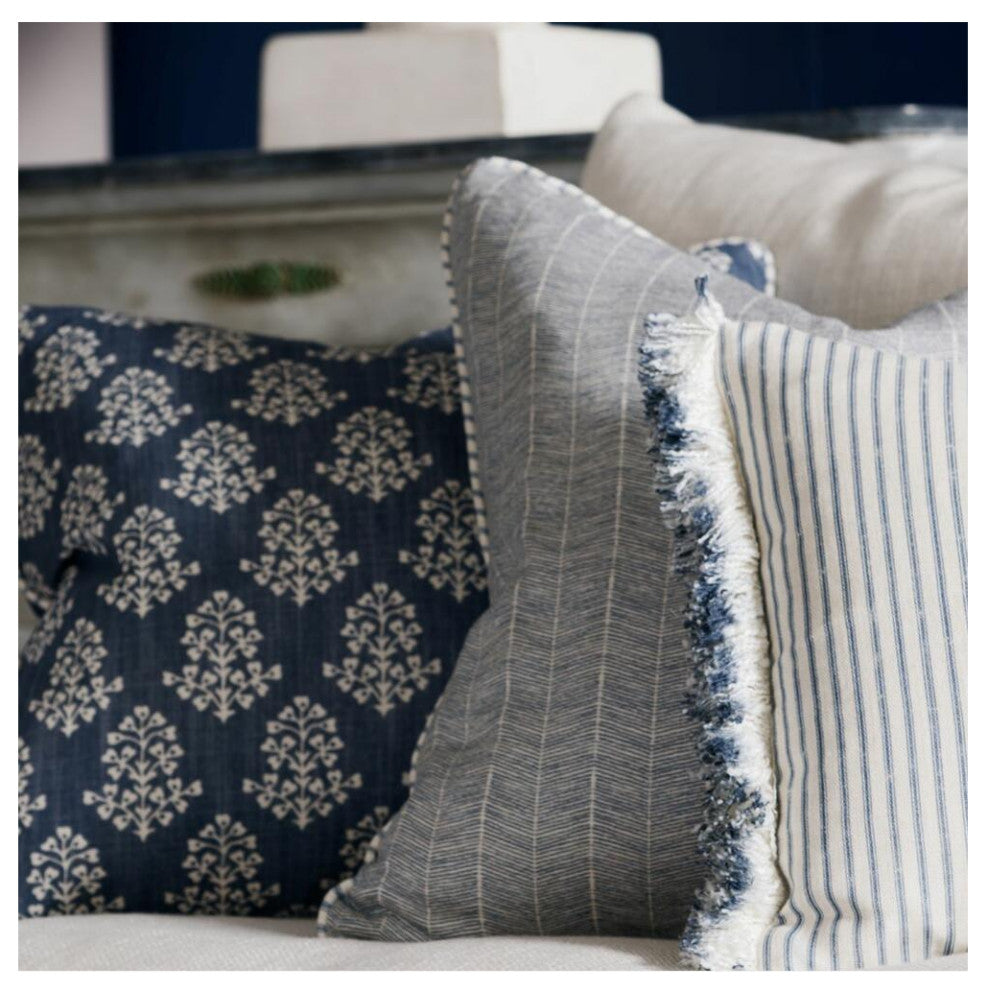 Herringbone Pattern Throw Pillow | Andrew Martin Furrow, Dark Blue