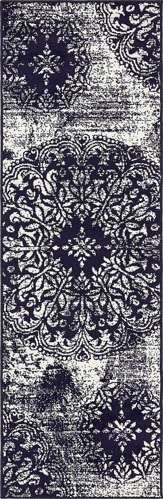 Unique Loom Navy Blue Grand Sofia 2' 0 x 6' 7 Runner Rug