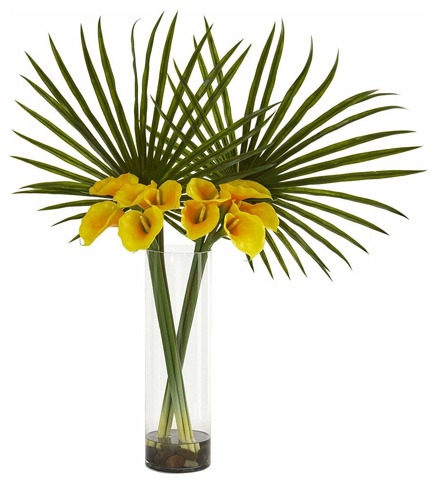 Nearly Natural Fan Palm and Calla Lily Artificial Arrangement