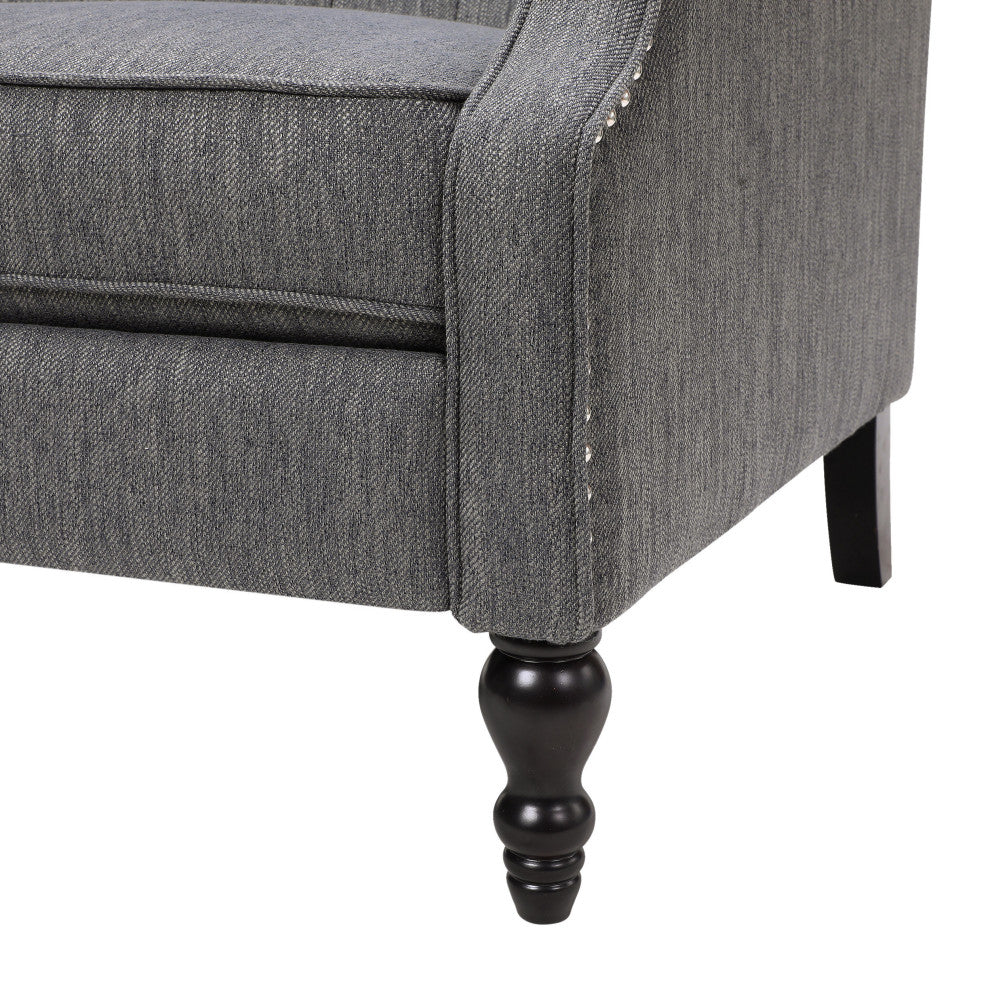 Salome Oversized Tufted Fabric Push Back Recliner, Charcoal and Dark Brown