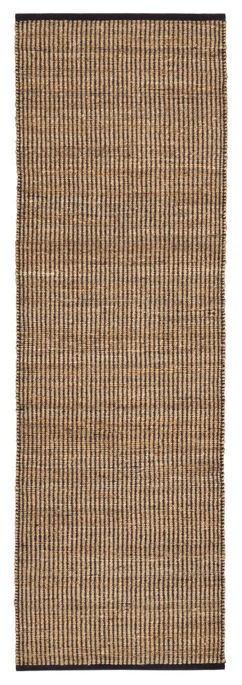 Dash & Albert Gridwork Black Handwoven Jute Rug, Black, Runner-2'6" x 8'