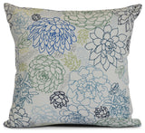 26x26", Opal, Floral Print Pillow, Navy blue