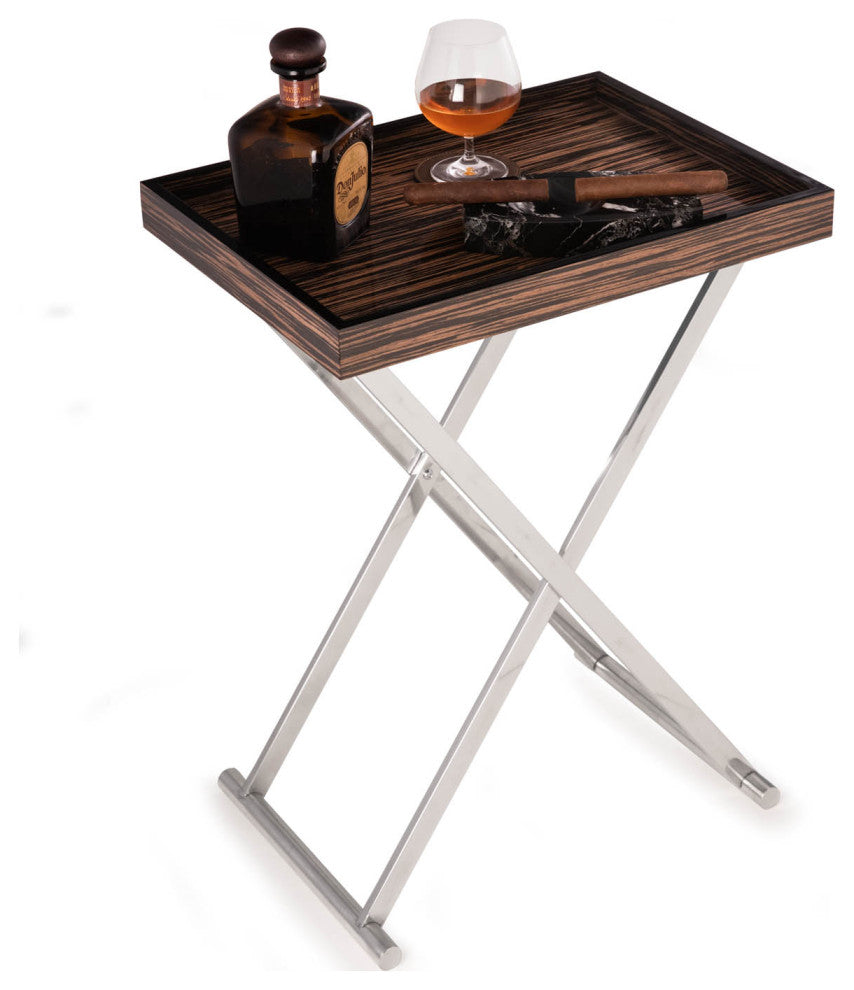 High Lacquered Ebony Wood Tray Table