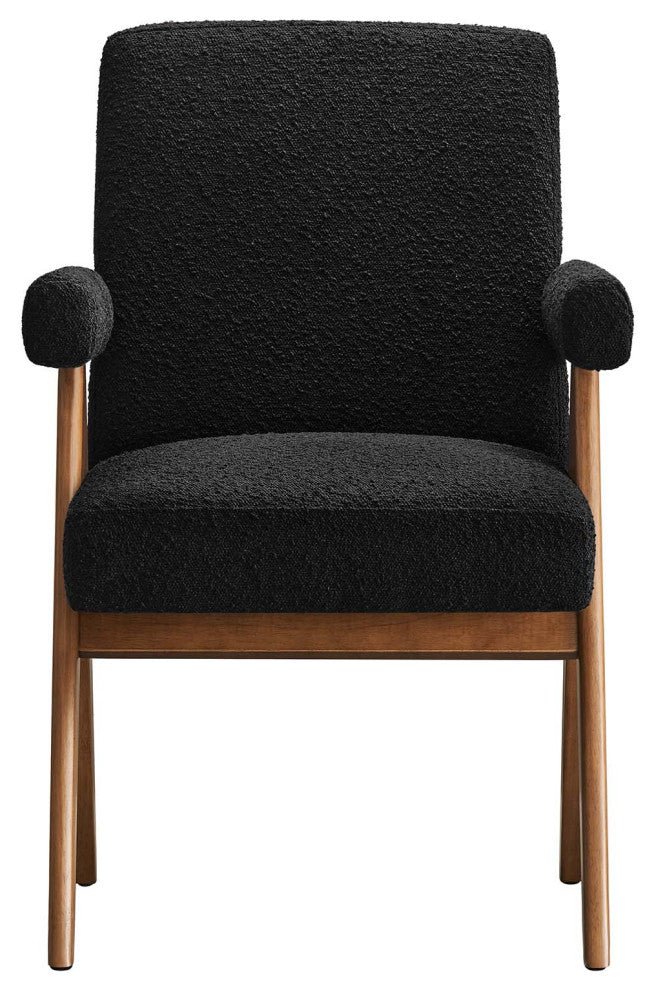 Lyra Boucle Fabric Dining Room Chair, Set of 2, Black